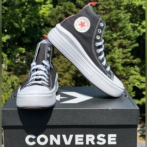 NEW Converse Youth CTAS Move Hi Black Pink Canvas Platform Casual Sneaker 6Y 7Y